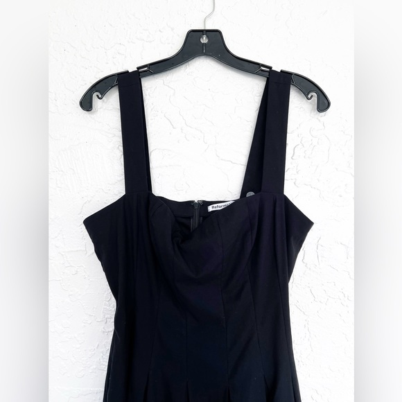 Reformation Black Mika Fit & Flare Midi Dress Womens Size 10 - Picture 8 of 11